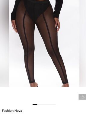 Fashion Nova Black Sheer Mesh Leggings with Vertical Seam